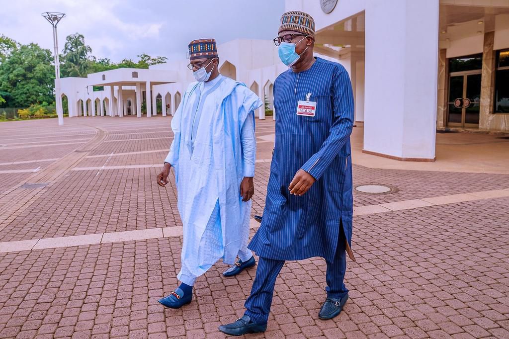 Mai Mala Buni (left) with Yakubu Dogara (right) [Presidency]