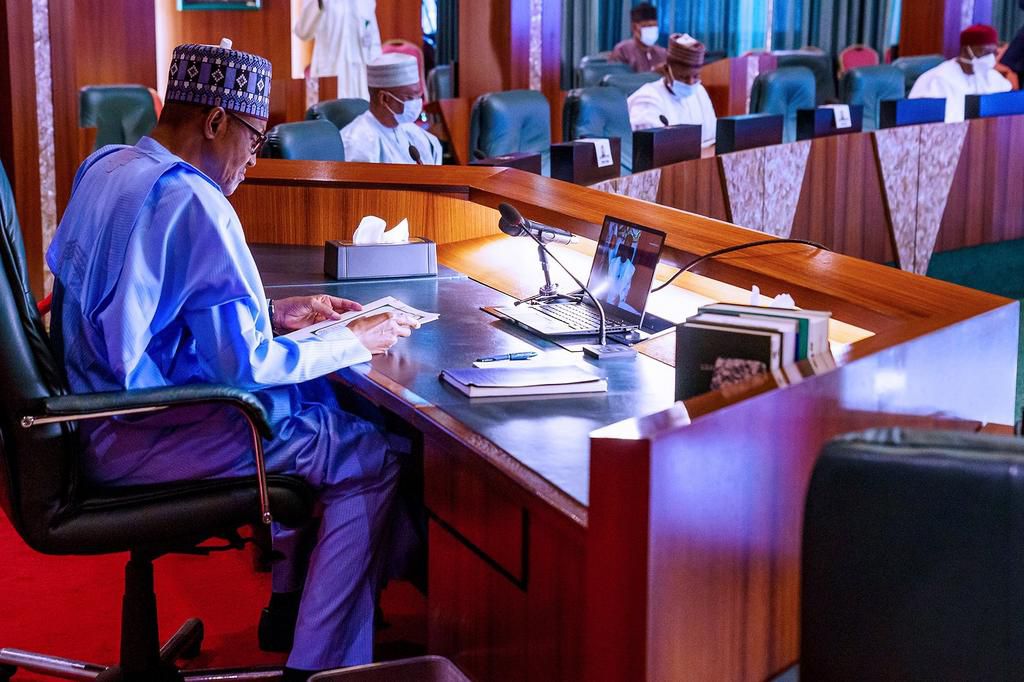 President Muhammadu Buhari on Monday joined other leaders of the Economic Community of West African States (ECOWAS) in an extra-ordinary virtual meeting. [Twitter@BashirAhmaad]