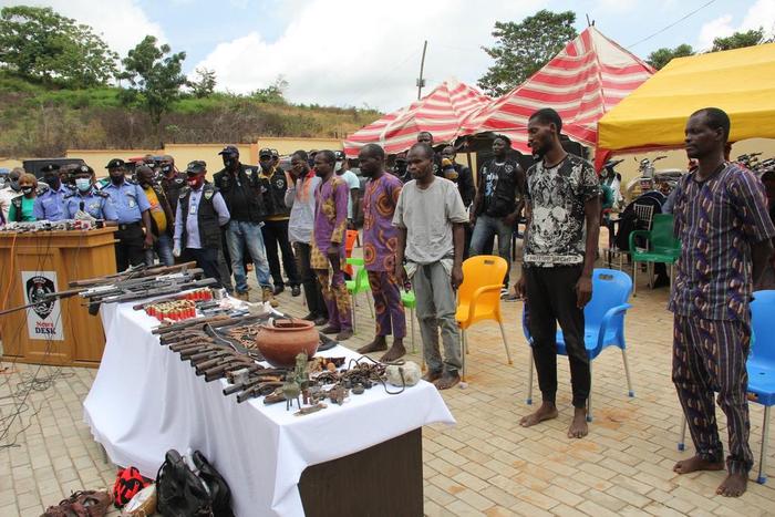 The suspects paraded by the Police [NPF]