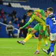 West Brom's Karlan Grant scores the equaliser in a 1-1 draw with Brighton