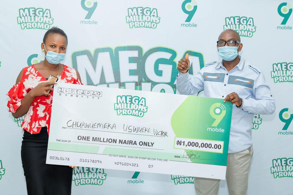 Priscilla Odo, Fiancée of the 1million Naira winner, Chukwuemeka Ugwueke Victor, in the ongoing 9mobile Mega Millions Promo prize presentation in Enugu