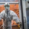 A medic at the Mohammmed V military hospital, wearing a protective outfit, is pictured during the novel coronavirus pandemic crisis, in the Moroccan capital Rabat