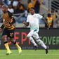 Kaizer Chiefs star Lebogang Manyama (L) is pursued by a Bloemfontein Celtic opponent during a South African Premiership match this season