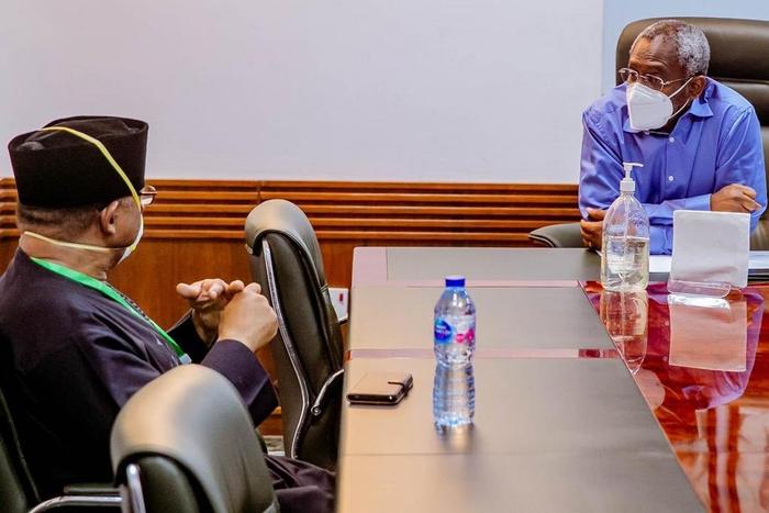Speaker of the House of Representatives, Hon. Femi Gbajabiamila and Minister of Health, Dr. Osagie Ehanire. [Twitter/@femigbaja]