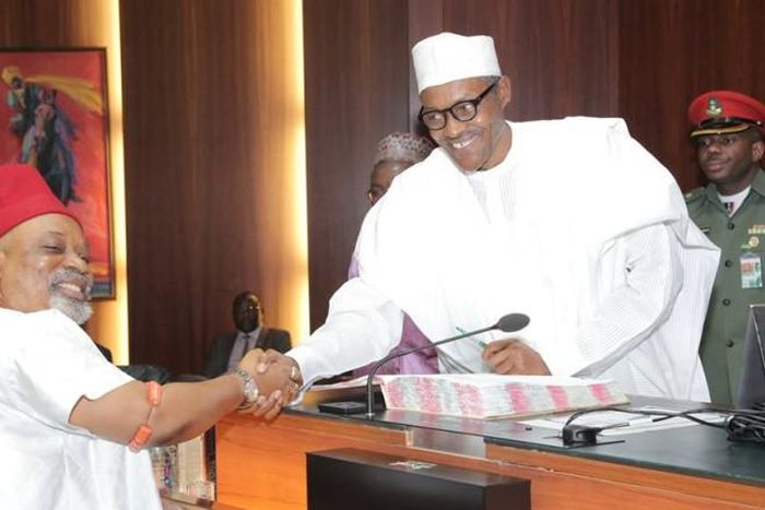 President Buhari greets Dr Chris Ngige at 68. (InvestorsKing)