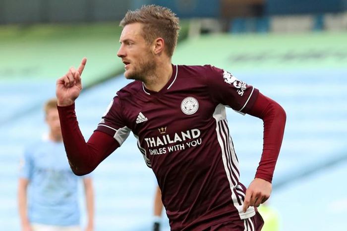 Leicester striker Jamie Vardy scored a hat-trick against Manchester City