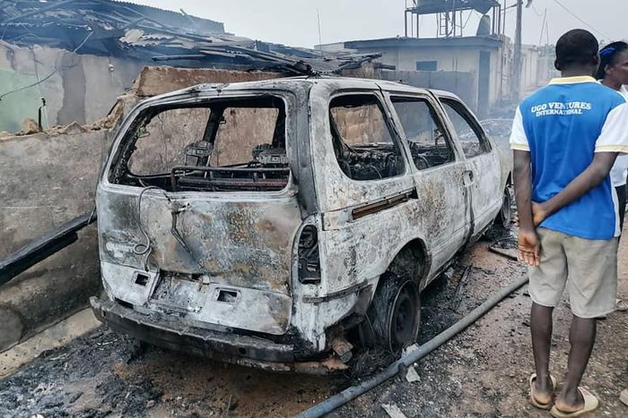 Gas explosion at Cele Bus Stop in Iju Ishaga, Lagos on Thursday, September 24, 2020 [LASEMA]