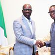 Governor Ifeanyi Okowa of Delta State congratulates Governor Godwin Obaseki on his re-election (Source Magazine)