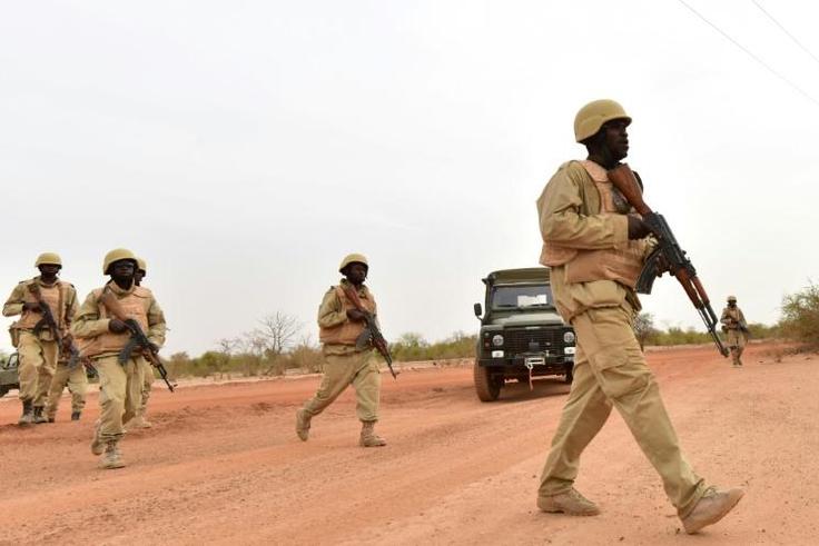Burkina Faso's armed forces, pictured during training, have carried out security sweeps in an attempt to stem jihadist violence