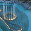 Social distancing in place to watch the Dubai fountain show which has resumed as the Gulf emirate emerges from a lockdown