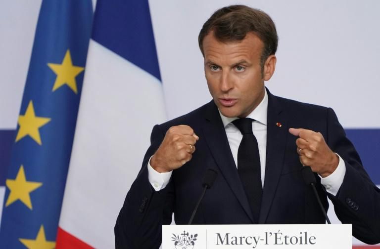 French President Emmanuel Macron said the coronavirus outbreak underscored the importance of national industrial self-sufficiency