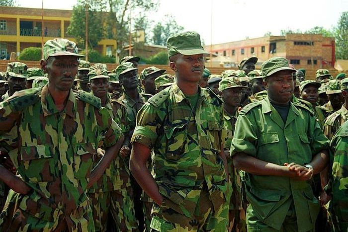 Rwandan troops, pictured on their return home after the six-day conflict in Kisangani
