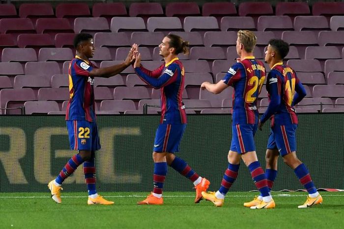 Ansu Fati (left) scored twice in Barcelona's victory over Villarreal on Sunday.