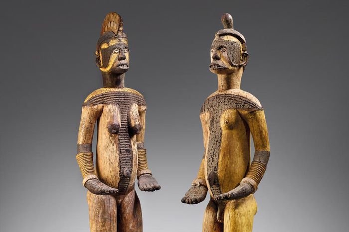 The statues were labelled as "A Couple of Igbo Figures Attributed to The Akwa Master" [Christie's]