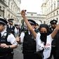 Protestors remonstrate with police officers during an anti-racism demonstration in London after George Floyd, an unarmed black man, died after a police officer knelt on his neck during an arrest in Minneapolis, USA.