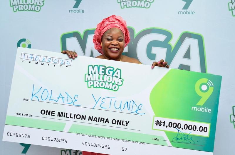 Kolade Aminat Yetunde, winner of 1 million Naira at the ongoing 9mobile National Mega Millions Promo