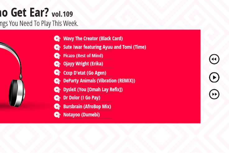 Who Get Ear Vol. 109: Here are the 10 songs you need to play this week. (Pulse Nigeria)