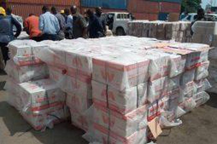 Some of the cartons uncovered in the container by the NDLEA. [NAN]