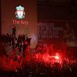 Thousands of Liverpool fans celebrated the Premier League title outside Anfield