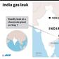 Map of India locating Visakhapatnam where a deadly gas leak at a chemicals plant was reported on Thursday.