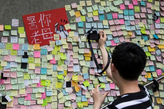 Hong Kong authorities demanded publishers remove 'sensitive' content from school textbooks, including photos of a 'Lennon Wall' -- a collage of messages showing support for anti-government protesters
