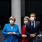 The leaders gathered briefly on Monday morning after spending the night negotiating in smaller groups
