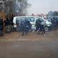 South African police officers fired tear gas and rubber bullets at protesters in a Johannesburg suburb