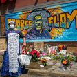 A memorial to George Floyd, painted on a wall in Minneapolis