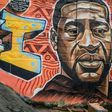 A mural of George Floyd, whose US police killing has sparked worldwide protests against police brutality, in Nairobi's Kibera slum