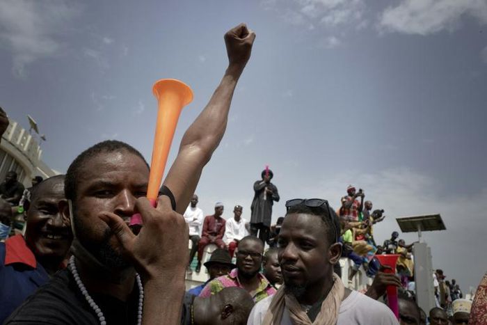 Sounds of protest: Demonstrators in Bamako's Independence Square on June 5