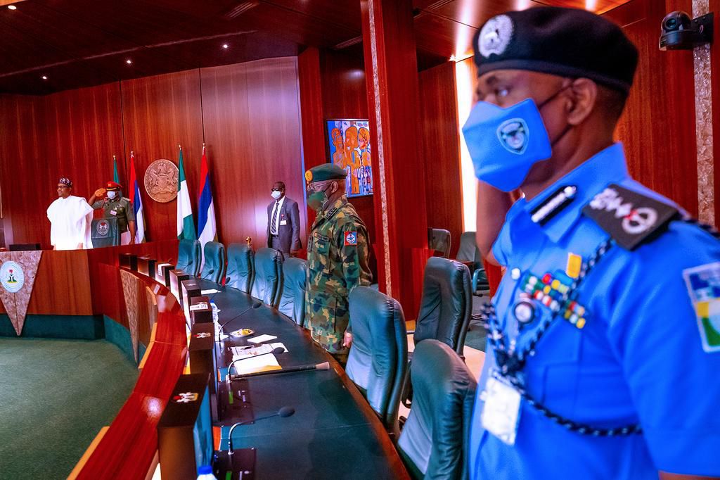 President Buhari in a meeting at the State House on Friday, October 23, 2020 (Presidency)