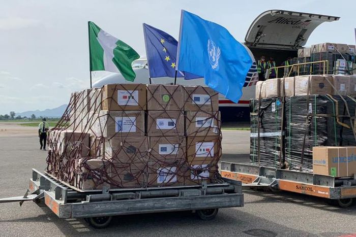 Essential medical supplies worth $22m donated to Nigeria by the European Union and United Nations to help the country fight the Coronavirus pandemic. [unicef]