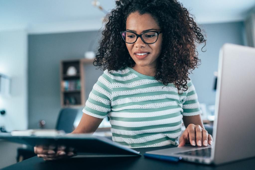 woman working at home