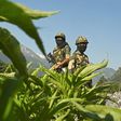 Indian Border Security Force soldiers guard a highway leading towards China, in Gagangir on June 17