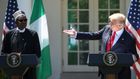 US President Donald Trump and Nigerian President Muhammadu Buhari hold a joint press conference in the Rose Garden of the White House on April 30, 2018