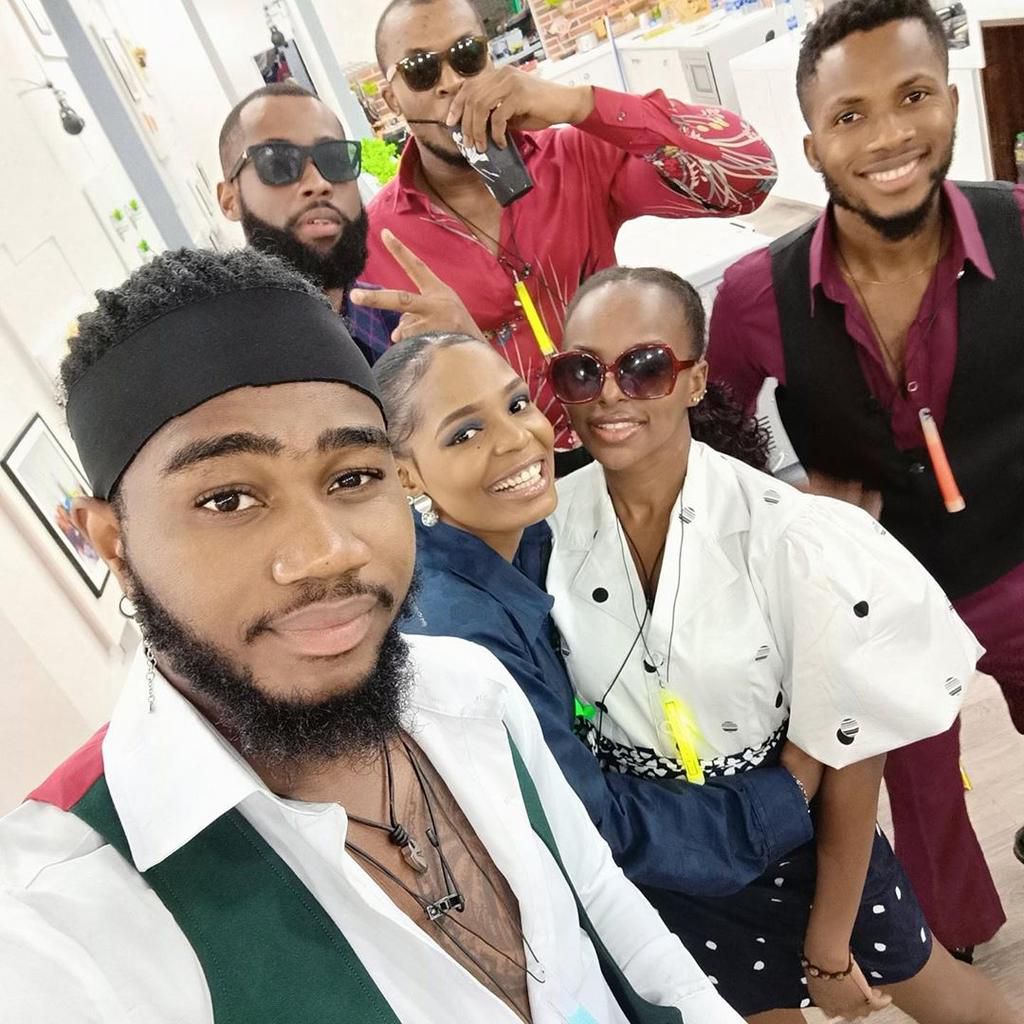 Kaisha alongside Lockdown housemates during their first Saturday night party [Instagram/@kaishaofficial_]