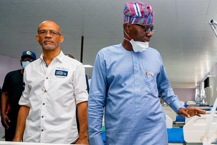Lagos state Governor, Babajide Sanwo-Olu and Commissioner for Health, Prof. Akin Abayomi. [Twitter/@akinabayomi]