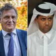 Jerome Valcke (left) and Nasser Al-Khelaifi go on trial in Switzerland on Monday