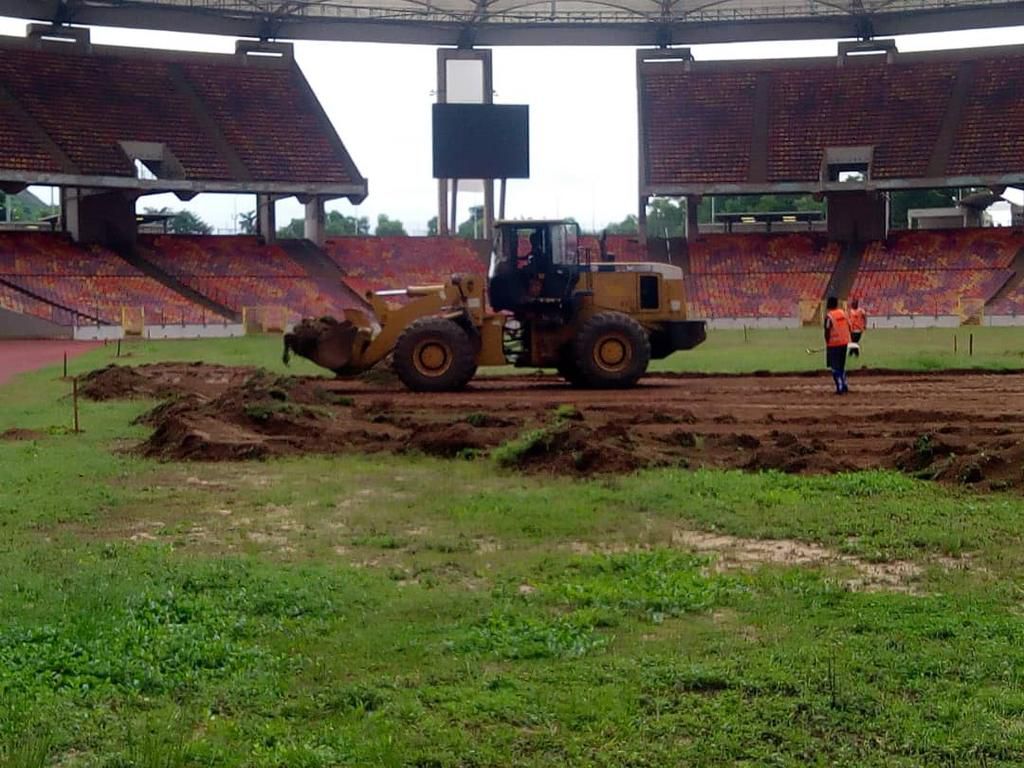 Renovation work commences at Moshood Abiola Stadium.