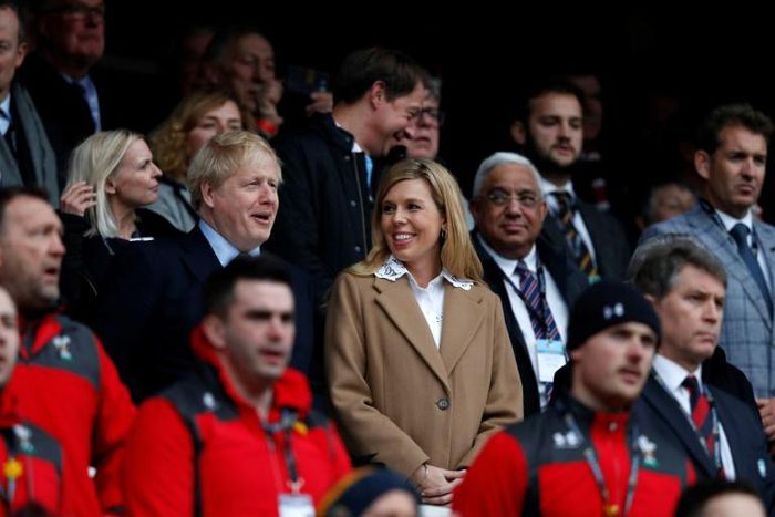 Prime Minister Boris Johnson and his then pregnant girlfriend Carrie Symonds attended a Six Nations match between England and Wales on March 7
