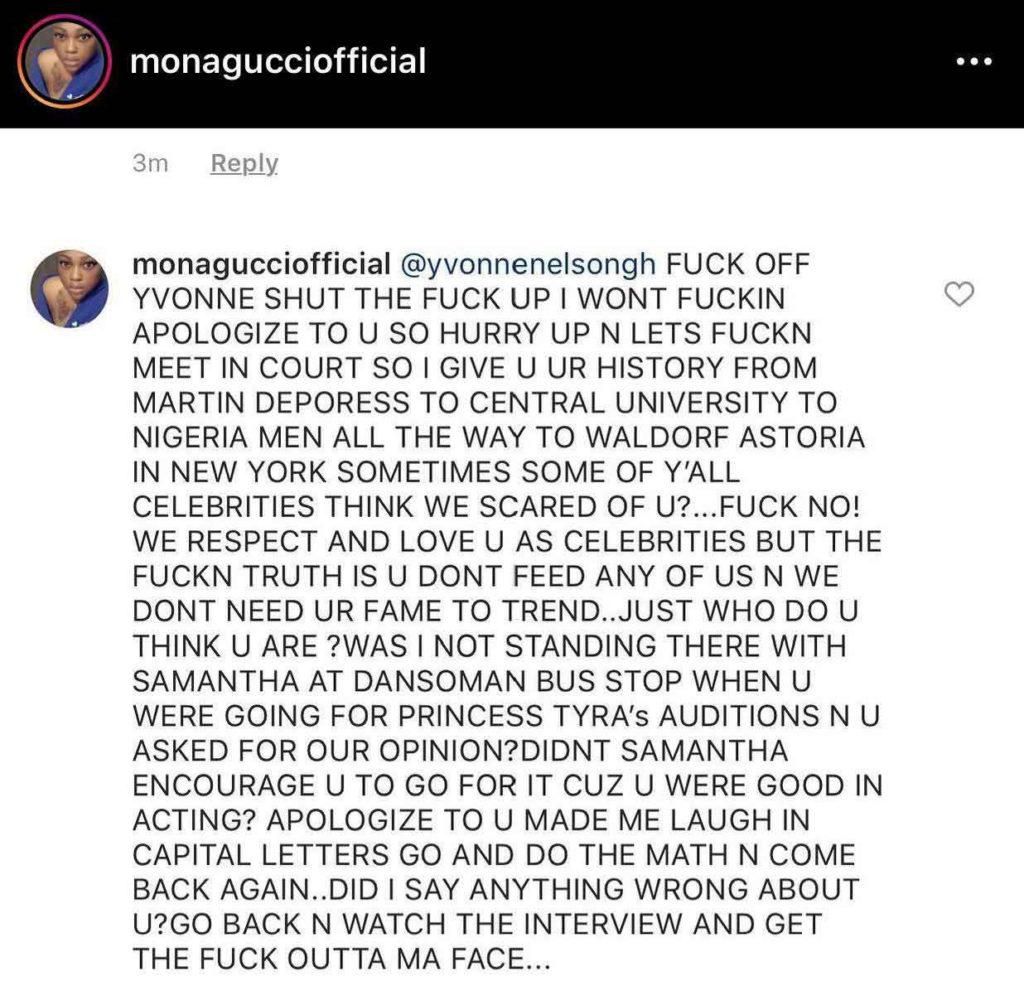 Screenshot of Mona Guccis post
