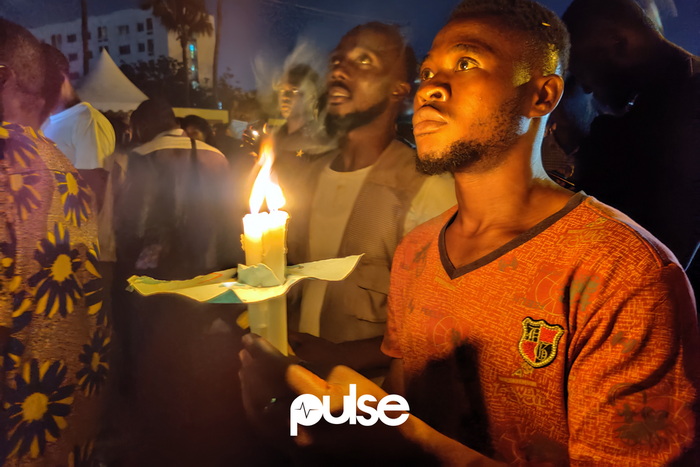 #EndSARS protesters in Alausa, Lagos observe candle light ceremony for victims of police brutality on Friday, October 16, 2020