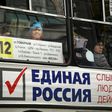 Opposition leaders hope to deal a blow to President Vladimir Putin's United Russia party, whose adverts can be seen on buses in Siberian city Tomsk