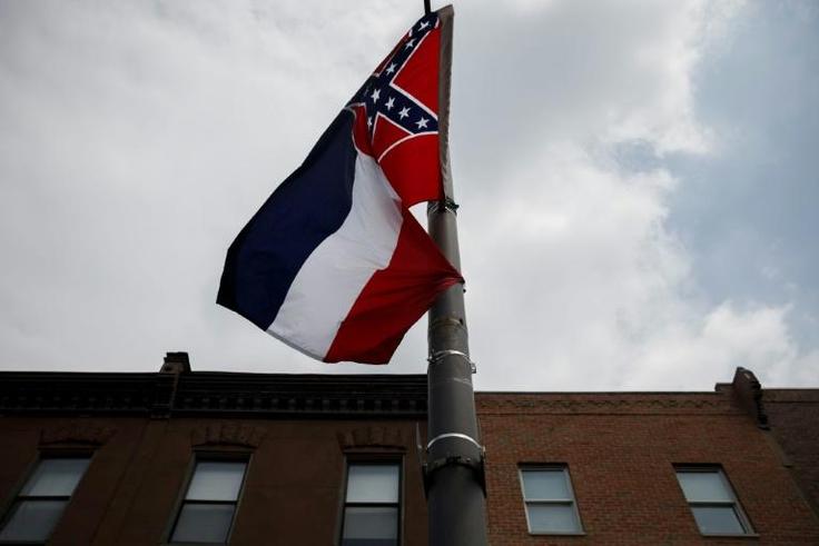The criss-crossed diagonal star pattern was used by southern troops during the 1861-1865 American Civil War and for many it remains a symbol of the country's legacy of slavery and racism