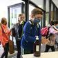 Students were masked as they headed back to class in Strasbourg, eastern France