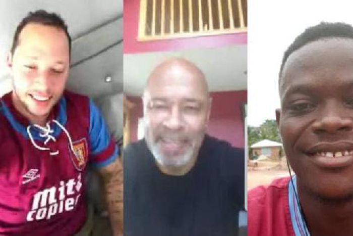 McGrath sandwitched by his son the left and Owusu Boakye on the left