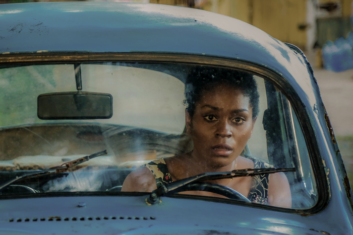 Somkele Inyamah in a BTS from 'A Soldier's Story: Return From The Dead'