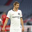 Eintracht Frankfurt defender Martin Hinteregger wears a shirt referencing the Black Lives Matter movement prior to the German Cup semi-final against Bayern Munich