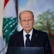 A handout picture provided by the Lebanese photo agency Dalati and Nohra shows President Michel Aoun delivering a televised address to mark the upcoming centenary of the Lebanese state