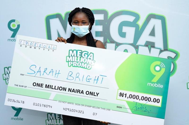 Smart Bright, winner of 1 million Naira at the ongoing 9mobile National Mega Millions Promo.